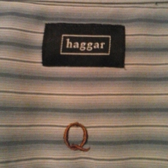 HAGGAR MENS BLUE STRIPE DRESS SHIRT - Picture 2 of 5